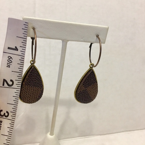 Tear Dangle Upcycled Leather Earrings Inspired - Picture 3 of 6